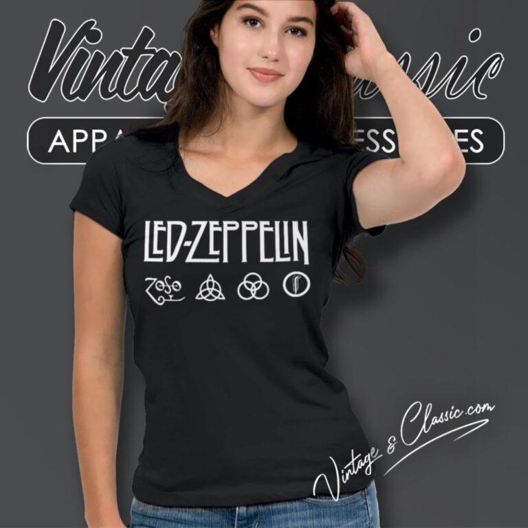 Led Zeppelin Rock Logo V Neck TShirt Led Zeppelin Rock Logo V Neck TShirt