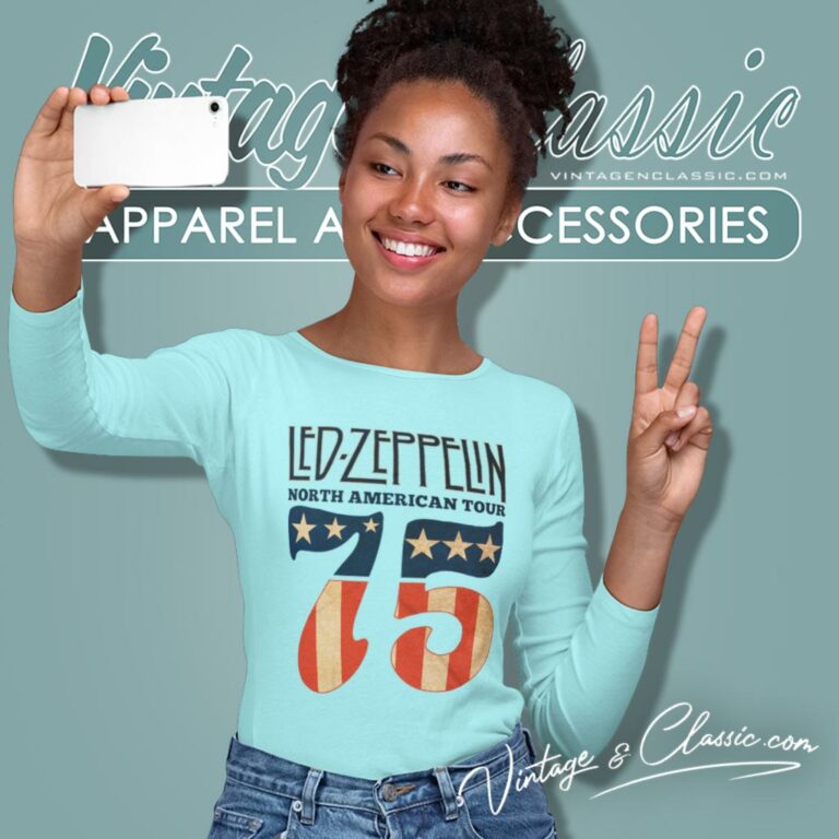 Led Zeppelin Shirt 1975 North American Tour Long Sleeve Tee Led Zeppelin Shirt 1975 North American Tour Long Sleeve Tee