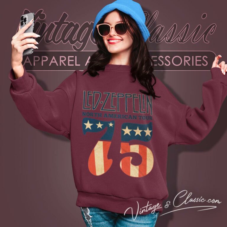 Led Zeppelin Shirt 1975 North American Tour Sweatshirt Led Zeppelin Shirt 1975 North American Tour Sweatshirt