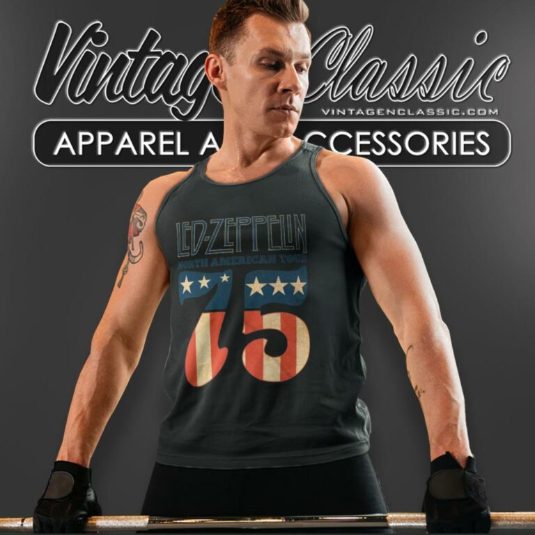 Led Zeppelin Shirt 1975 North American Tour Tank Top Racerback Led Zeppelin Shirt 1975 North American Tour Tank Top Racerback