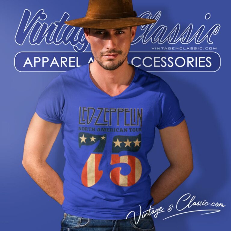 Led Zeppelin Shirt 1975 North American Tour V Neck TShirt Led Zeppelin Shirt 1975 North American Tour V Neck TShirt