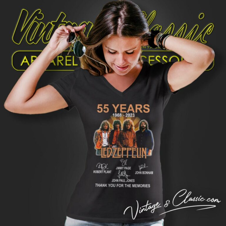 Led Zeppelin Shirt 55 Years 1968 2023 Thank You For The Memories V Neck TShirt Led Zeppelin Shirt 55 Years 1968 2023 Thank You For The Memories V Neck TShirt