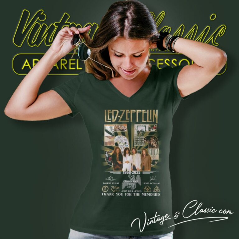 Led Zeppelin Shirt 55 Years Of 1968 2023 Signatures Thank You For The Memories V Neck TShirt Led Zeppelin Shirt 55 Years Of 1968 2023 Signatures Thank You For The Memories V Neck TShirt