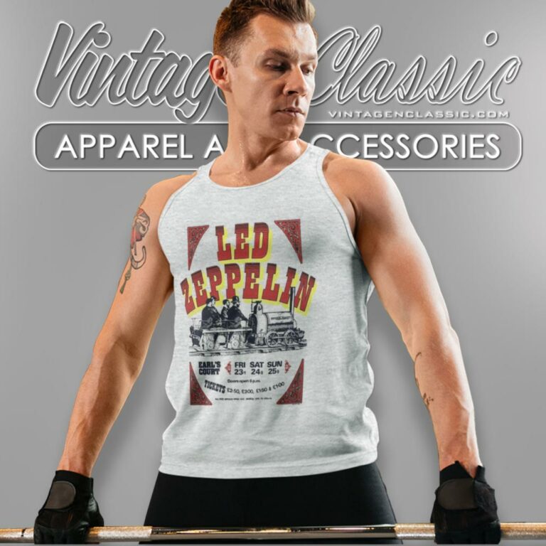 Led Zeppelin Shirt At Earls Court New Natural Tank Top Racerback Led Zeppelin Shirt At Earls Court New Natural Tank Top Racerback