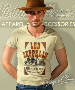 Led Zeppelin Shirt At Earls Court New Natural V Neck TShirt