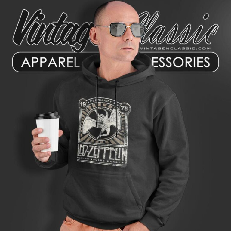 Led Zeppelin Shirt Classic 1975 Concert At Madison Square Garden Mens Graphic Hoodie Led Zeppelin Shirt Classic 1975 Concert At Madison Square Garden Mens Graphic Hoodie