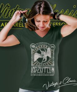 Led Zeppelin Shirt Classic 1975 Concert At Madison Square Garden Mens Graphic V Neck TShirt