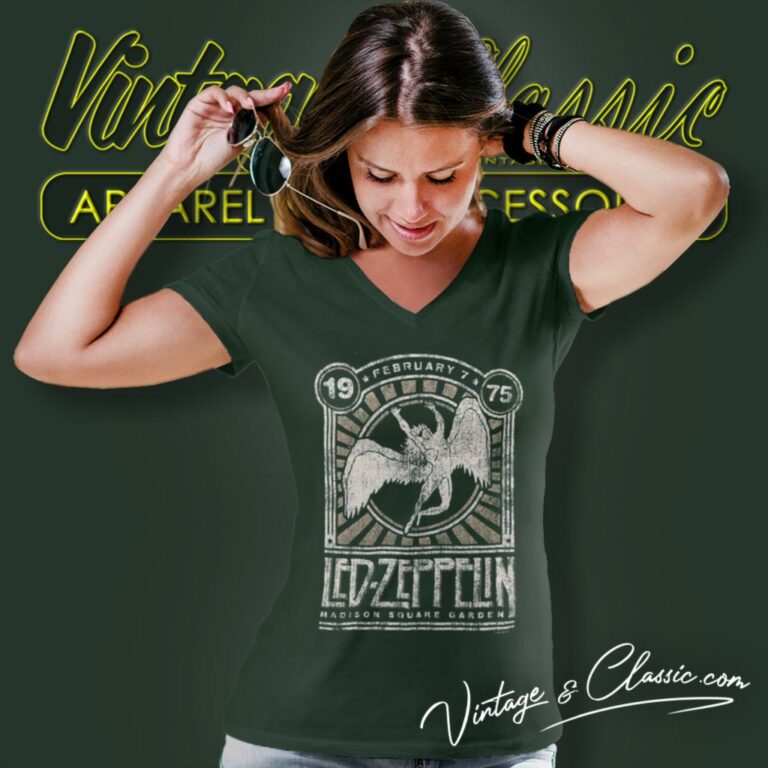 Led Zeppelin Shirt Classic 1975 Concert At Madison Square Garden Mens Graphic V Neck TShirt Led Zeppelin Shirt Classic 1975 Concert At Madison Square Garden Mens Graphic V Neck TShirt