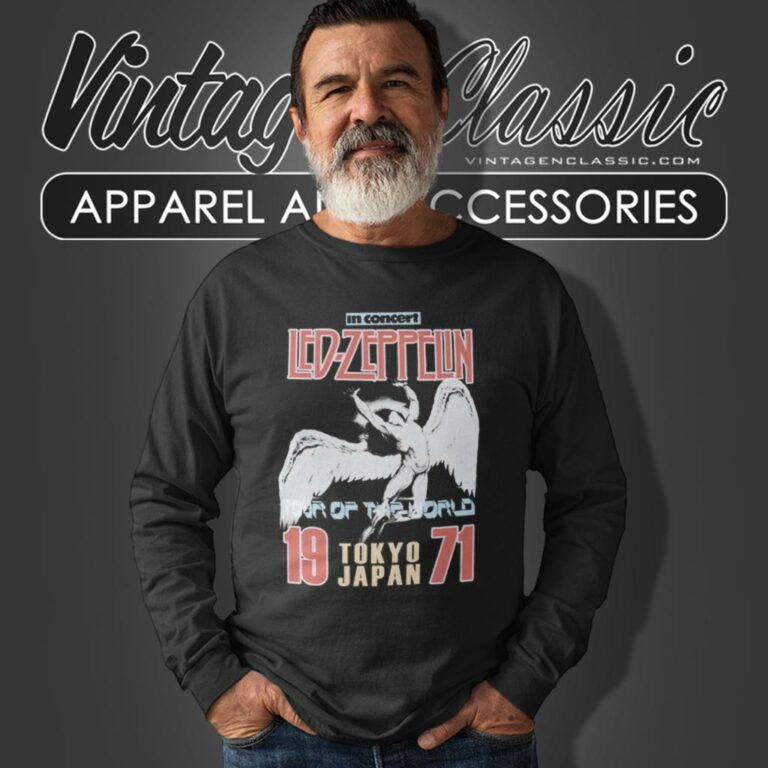 Led Zeppelin Shirt Japan 1971 Tour Of The World Long Sleeve Tee Led Zeppelin Shirt Japan 1971 Tour Of The World Long Sleeve Tee