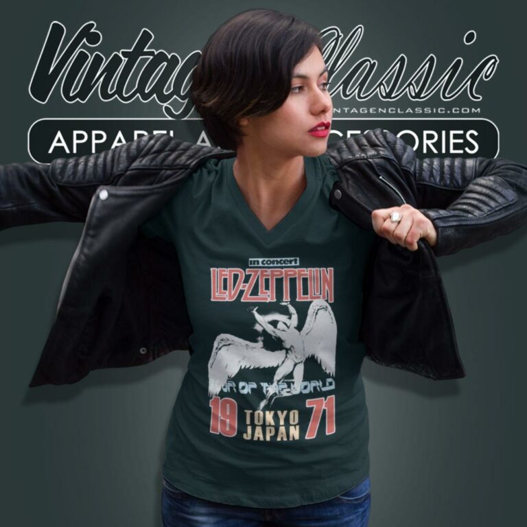 Led Zeppelin Shirt Japan 1971 Tour Of The World V Neck TShirt Led Zeppelin Shirt Japan 1971 Tour Of The World V Neck TShirt