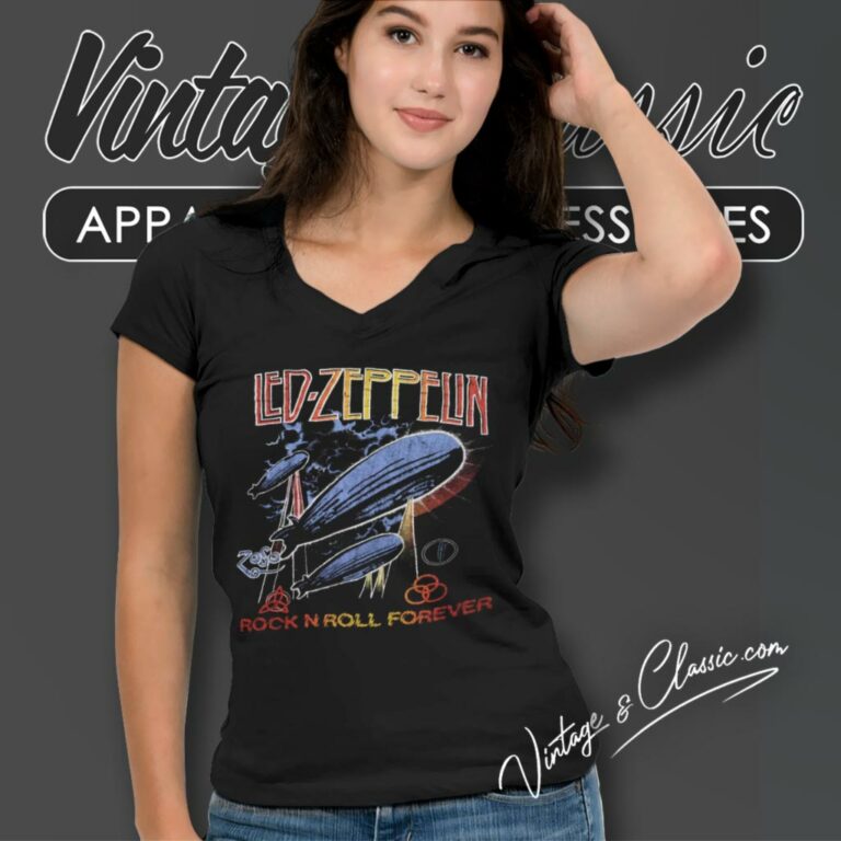 Led Zeppelin Shirt Rock N Roll Forever V Neck TShirt Led Zeppelin Shirt Rock N Roll Forever V Neck TShirt