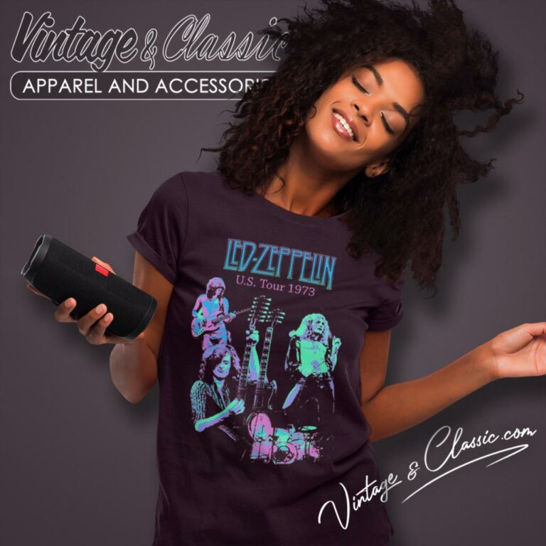 Led Zeppelin Shirt1973 Tour Distressed 70s Music Concert Women T Shirt Led Zeppelin Shirt1973 Tour Distressed 70s Music Concert Women T Shirt