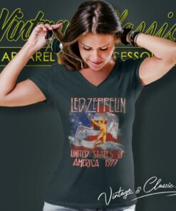 Led Zeppelin Shirt United State Of America 1977 V Neck TShirt