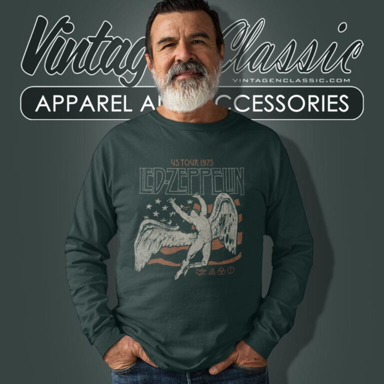 Led Zeppelin Shirt Us 1975 Tour Flag Long Sleeve Tee Led Zeppelin Shirt Us 1975 Tour Flag Long Sleeve Tee