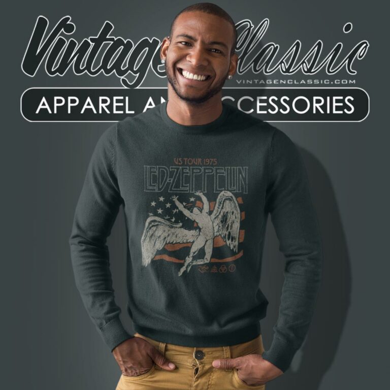 Led Zeppelin Shirt Us 1975 Tour Flag Sweatshirt Led Zeppelin Shirt Us 1975 Tour Flag Sweatshirt