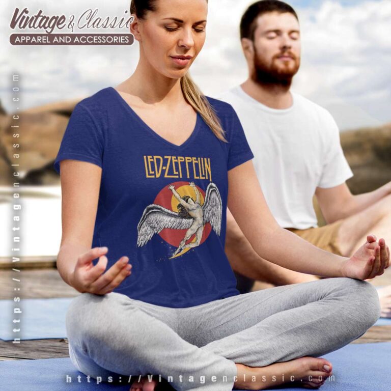 Led Zeppelin Swan Song V Neck TShirt Led Zeppelin Swan Song V Neck TShirt