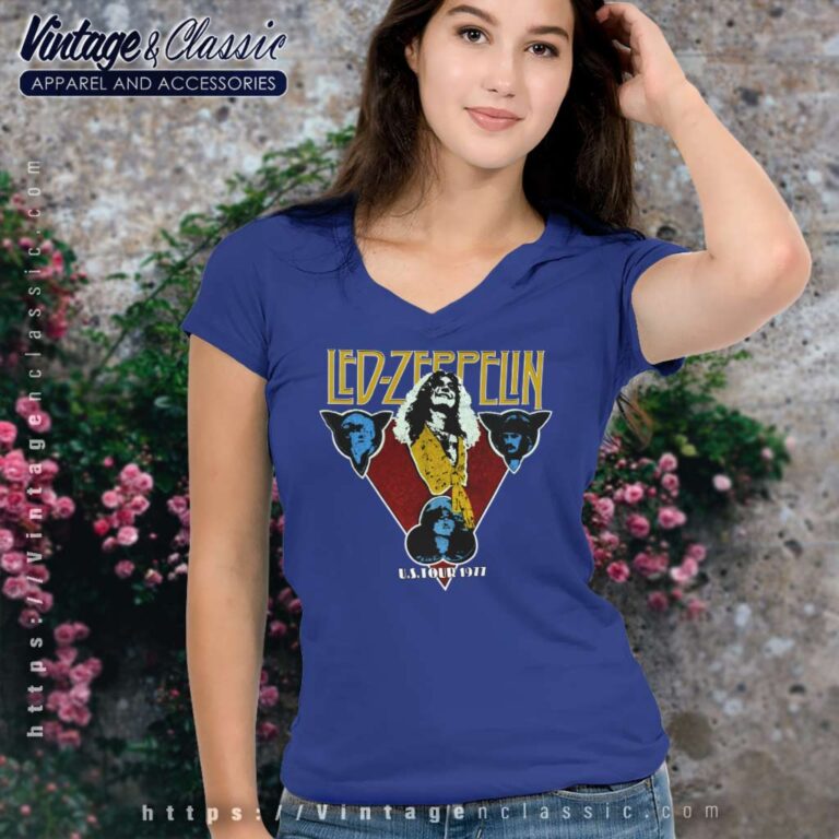 Led Zeppelin Us Tour 1977 V Neck TShirt Led Zeppelin Us Tour 1977 V Neck TShirt