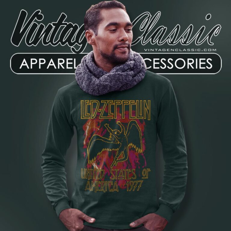 Led Zeppelin Usa 1977 Flame Long Sleeve Tee Led Zeppelin Usa 1977 Flame Long Sleeve Tee