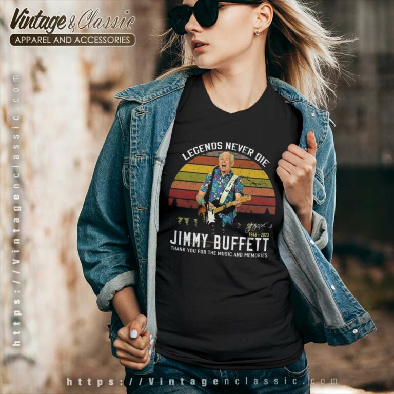 Legends Never Die Jimmy Buffett 1946 2023 Thank You For The Music And Memories Signature V Neck TShirt Legends Never Die Jimmy Buffett 1946 2023 Thank You For The Music And Memories Signature V Neck TShirt