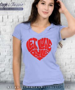 Lenny Kravitz Red Heart Let Love Rule V Neck TShirt