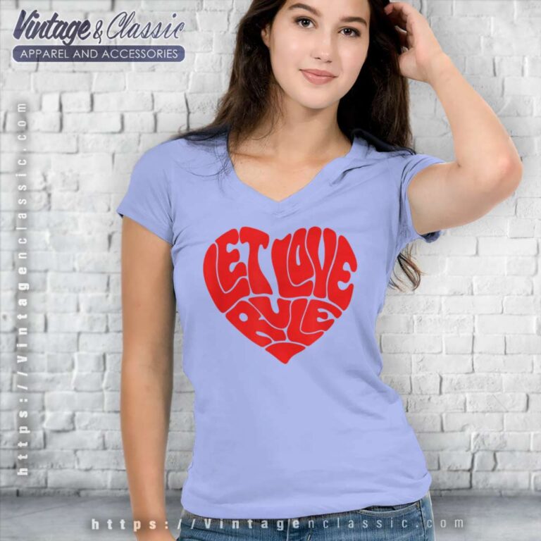 Lenny Kravitz Red Heart Let Love Rule V Neck TShirt Lenny Kravitz Red Heart Let Love Rule V Neck TShirt