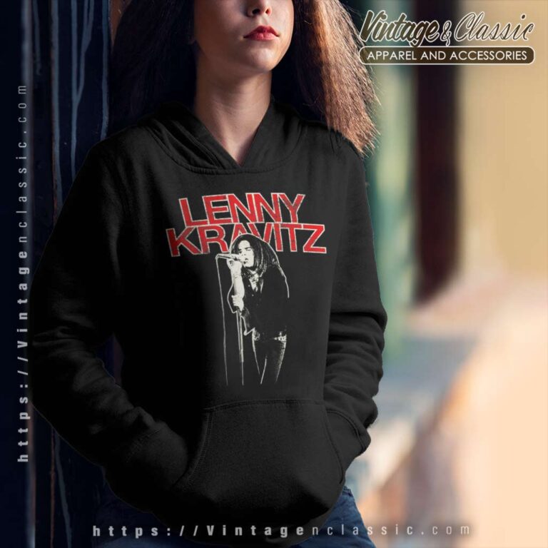 Lenny Kravitz Red Logo Mic Pose Hoodie Lenny Kravitz Red Logo Mic Pose Hoodie
