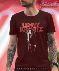 Lenny Kravitz Red Logo Mic Pose T Shirt