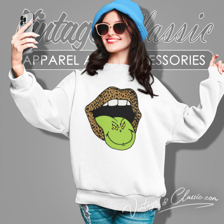 Leopard Lips Grinch Tongue Shirt Grinch Christmas Sweatshirt Leopard Lips Grinch Tongue Shirt Grinch Christmas Sweatshirt