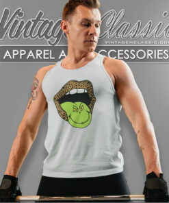 Leopard Lips Grinch Tongue Shirt Grinch Christmas Tank Top Racerback