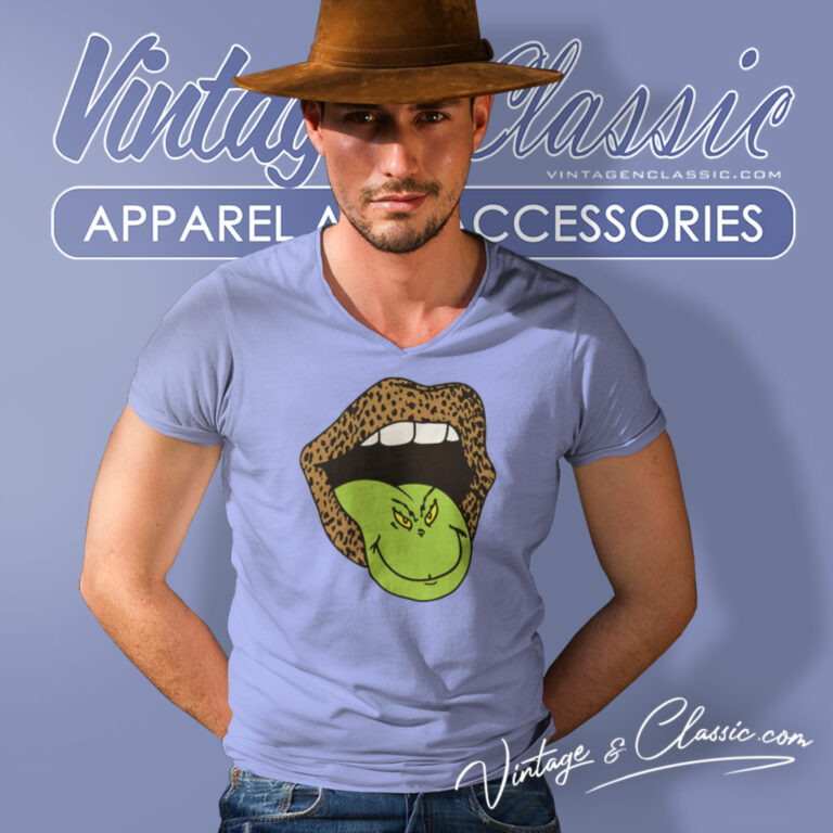 Leopard Lips Grinch Tongue Shirt Grinch Christmas V Neck TShirt Leopard Lips Grinch Tongue Shirt Grinch Christmas V Neck TShirt
