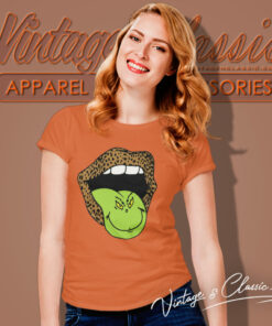 Leopard Lips Grinch Tongue Shirt Grinch Christmas Women T Shirt