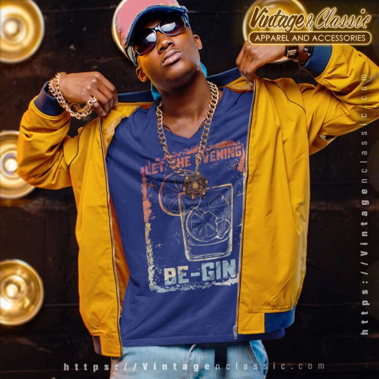 Let The Evening Be Gin Retro V Neck TShirt Let The Evening Be Gin Retro V Neck TShirt