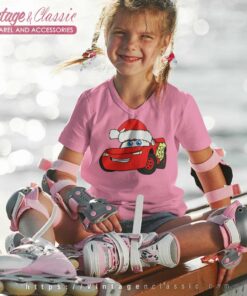Lightning Mcqueen Santa Christmas kids Vneck