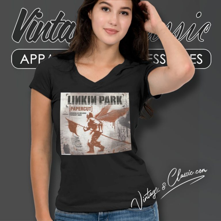Linkin Park Papercut V Neck TShirt Linkin Park Papercut V Neck TShirt