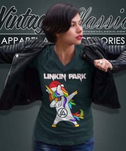Linkin Park Shirt Dabbing Unicorn Christmas 5 Linkin Park Shirt Dabbing Unicorn Christmas V Neck TShirt