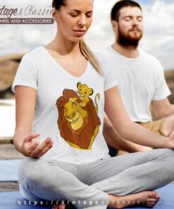 Lion King Simba And Mufasa Father And Son V Neck TShirt