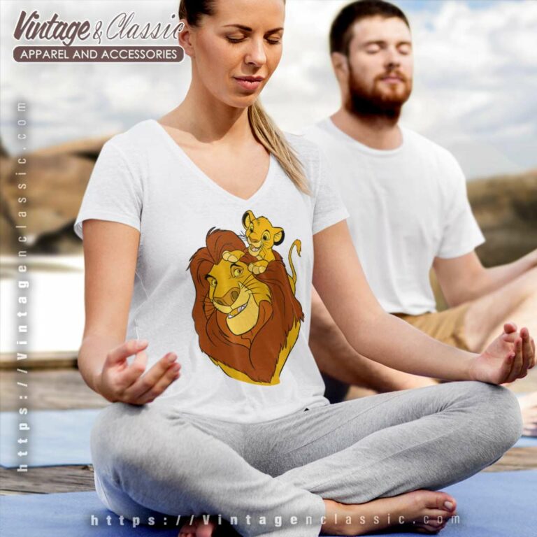 Lion King Simba And Mufasa Father And Son V Neck TShirt Lion King Simba And Mufasa Father And Son V Neck TShirt