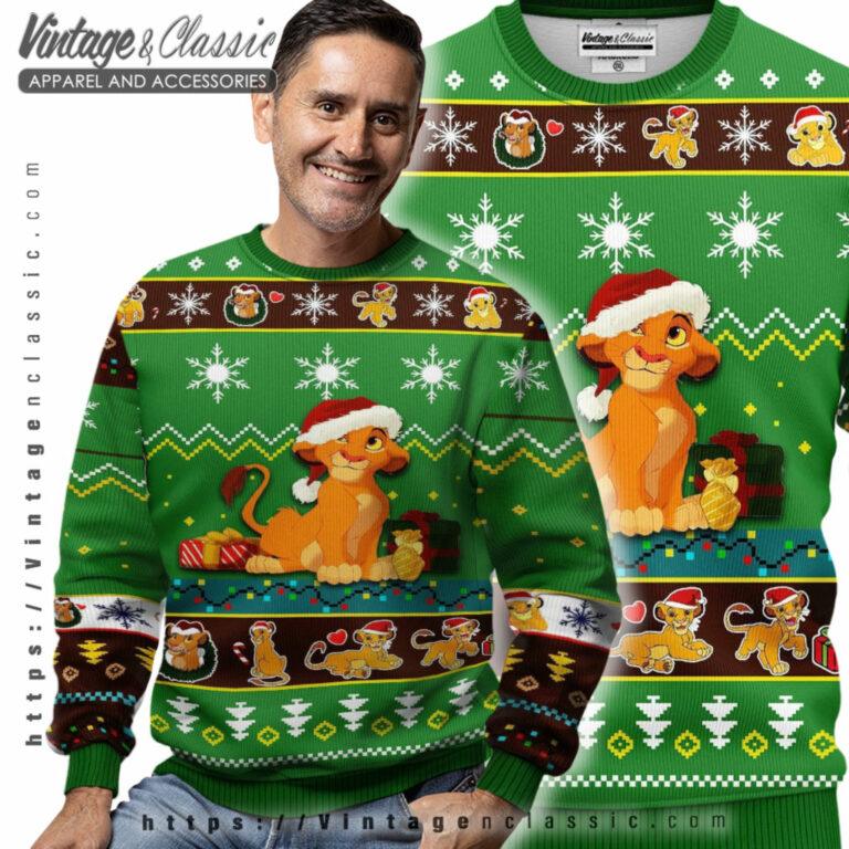 Lion King Simba Santa Ugly Christmas Sweater Men Ugly Sweater Lion King Simba Santa Ugly Christmas Sweater Men Ugly Sweater