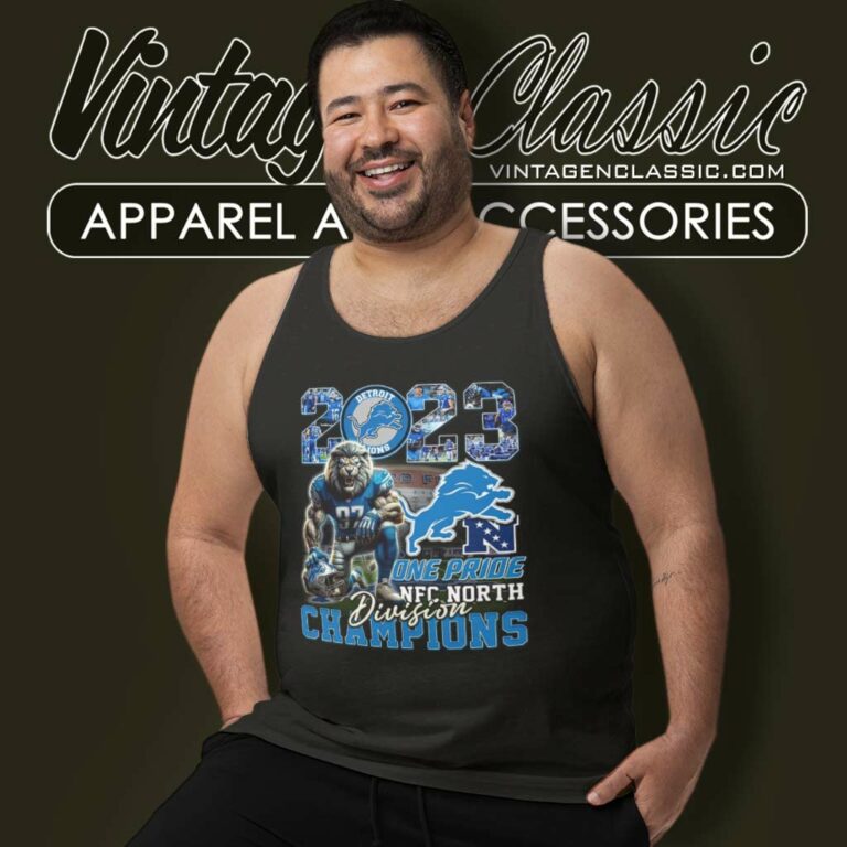 Lions One Pride Nfc North Division Champions 2023 Tank Top Racerback Lions One Pride Nfc North Division Champions 2023 Tank Top Racerback