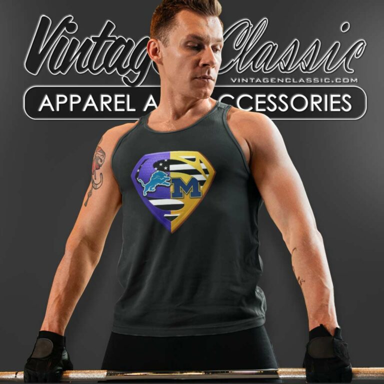 Lions Vs Michigan Wolverines Superman Logo Tank Top Racerback Lions Vs Michigan Wolverines Superman Logo Tank Top Racerback