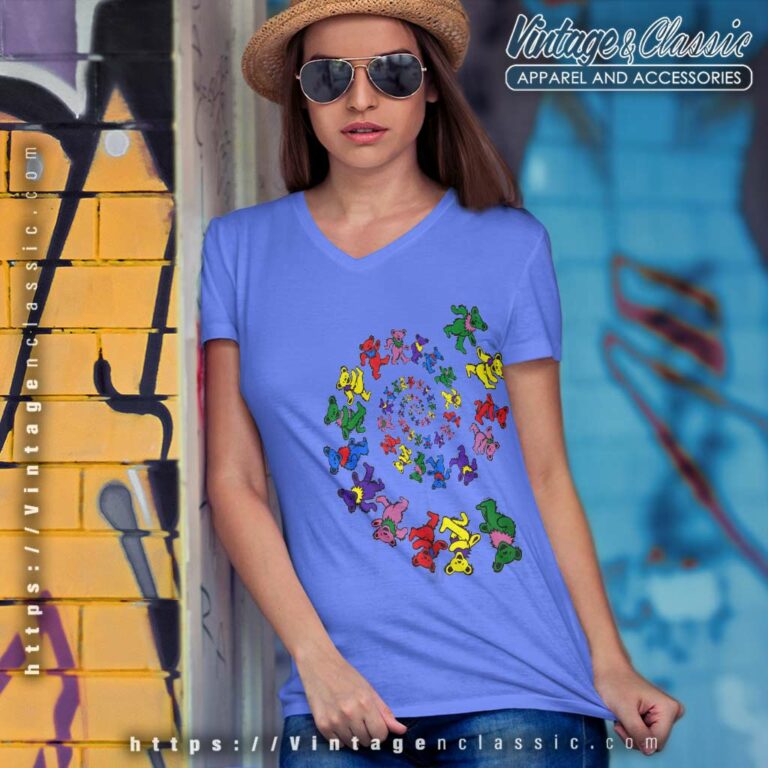 Liquid Blue Grateful Dead Spiral Bears V Neck TShirt Liquid Blue Grateful Dead Spiral Bears V Neck TShirt