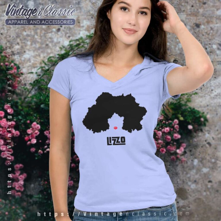 Lizzo Pop Singer Shirt Big Hair Bling Lips V Neck TShirt Lizzo Pop Singer Shirt Big Hair Bling Lips V Neck TShirt