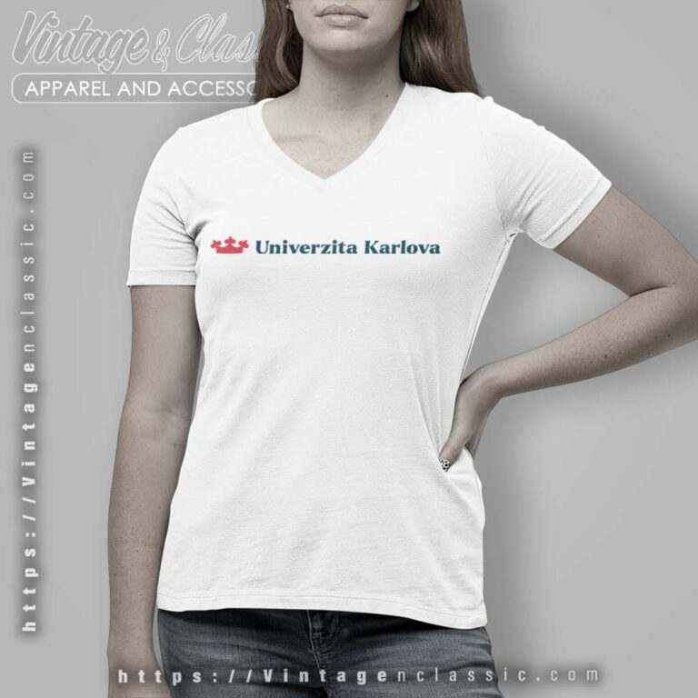 Logo Of The Charles University V Neck TShirt Logo Of The Charles University V Neck TShirt
