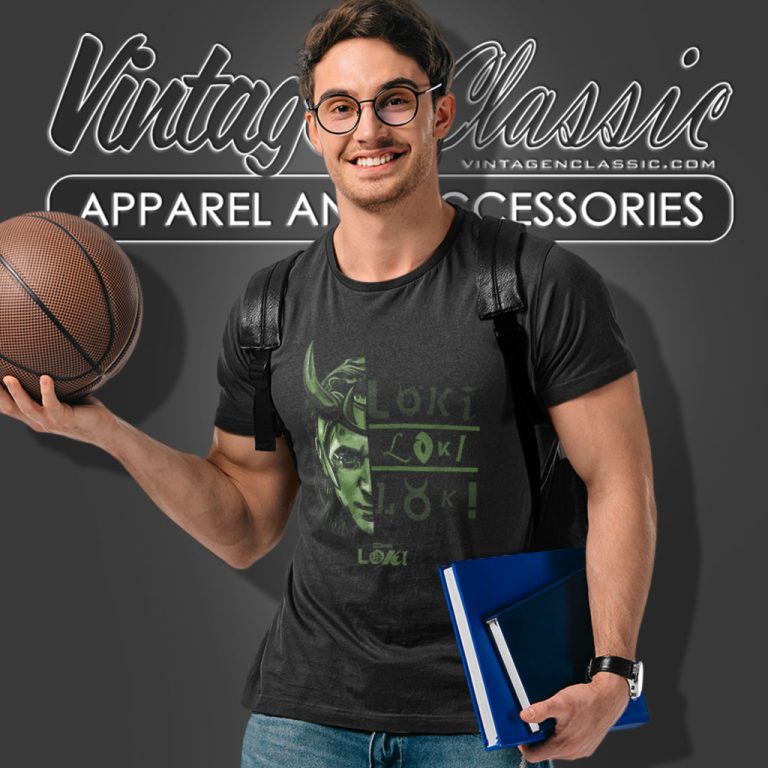 Loki Split Face Loki Logo Stack T Shirt Loki Split Face Loki Logo Stack T Shirt