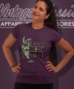 Loki Split Face Loki Logo Stack Women T Shirt