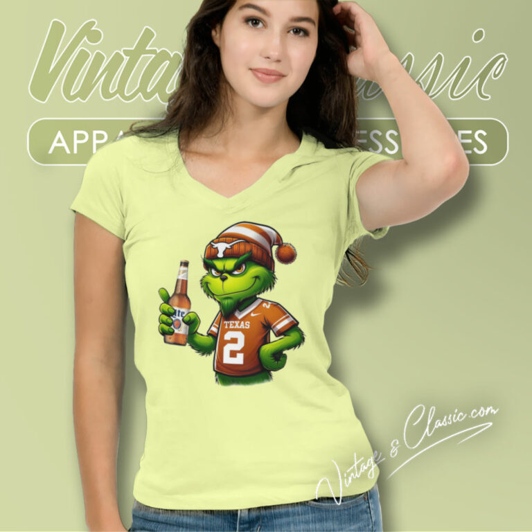 Longhorns Texas Grinch Beer Shirt Miller Lite Beer V Neck TShirt Longhorns Texas Grinch Beer Shirt Miller Lite Beer V Neck TShirt