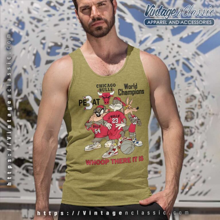 Looney Tunes Cartoon Chicago Bulls 3 Peat Tank Top Racerback Looney Tunes Cartoon Chicago Bulls 3 Peat Tank Top Racerback