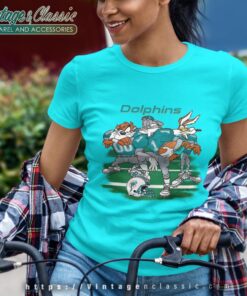 Looney Tunes Friends Miami Dolphins Shirt Women T shirt