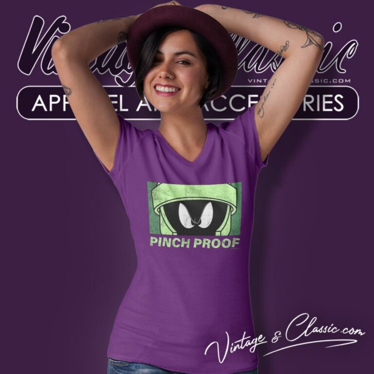 Looney Tunes Mad Engine Marvin Pinch Proof St Paddys Day V Neck TShirt Looney Tunes Mad Engine Marvin Pinch Proof St Paddys Day V Neck TShirt