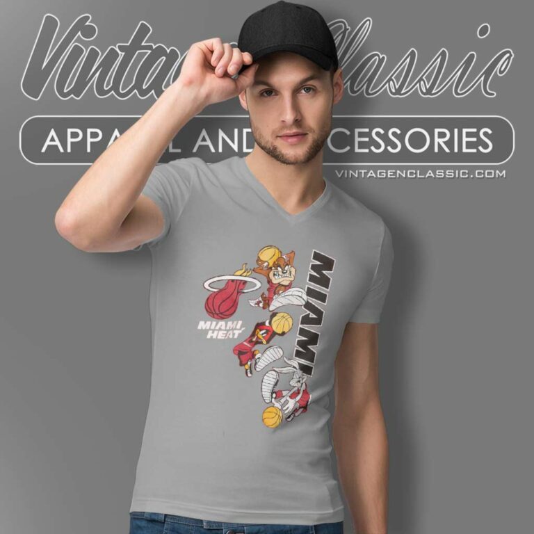 Looney Tunes Miami Heat Nba V Neck TShirt Looney Tunes Miami Heat Nba V Neck TShirt